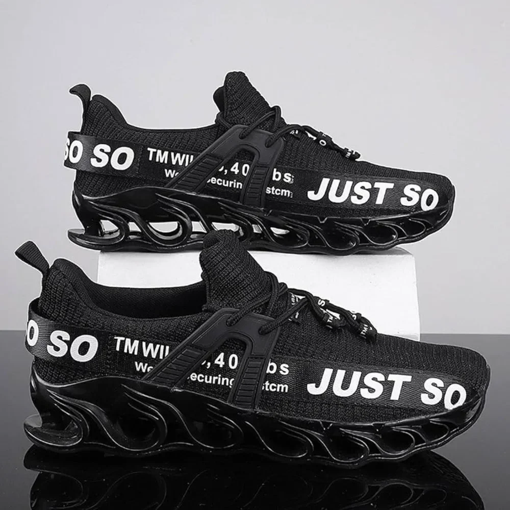Just Soso Sport Running Training Walk Gym Black Athletic Shoeswith White Accents